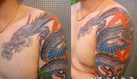 大臂肩膀龙纹身图案