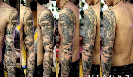 花臂佛祖寿星公纹身图案