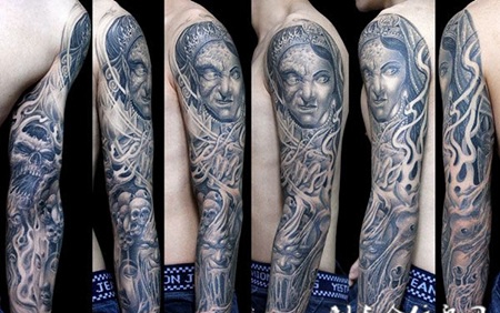 花臂印度女郎恶魔纹身图案