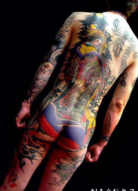 大满背日式武士纹身图案