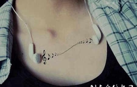 锁骨上的音乐五线谱纹身图案缩略频道推荐图