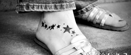 脚腕上的星星图腾纹身图案