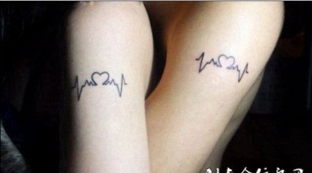 大臂上的心跳线纹身图案