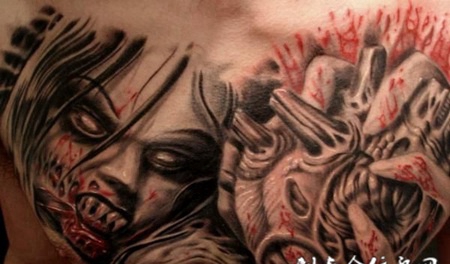 花胸恶魔纹身图案