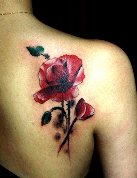 肩部性感罂粟花纹身图片