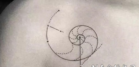 肩膀上的斐波那契数列线条纹身图案