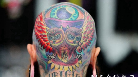 头上的猫头鹰纹身图案