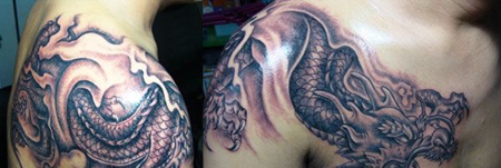帅气的过肩龙纹身图案