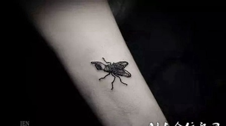 小臂上的昆虫手纹身图案