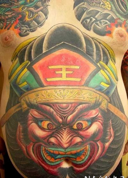 肚子上的阎王纹身图案