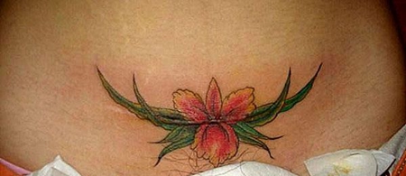 腹部兰花纹身图片