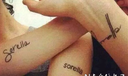 手腕上的英文闺蜜纹身图案