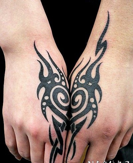 手上的抽象花纹图腾纹身图案