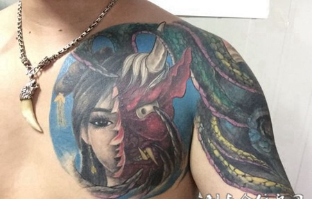 半胛艺妓般若纹身图案