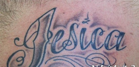 脖子上的花体字英文纹身图案