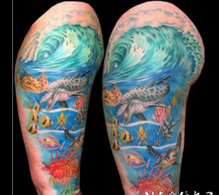 包大臂海底世界纹身图案