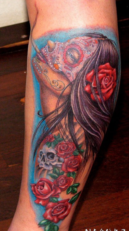 小臂上的deadgirl骷髅头纹身图案缩略频道推荐图