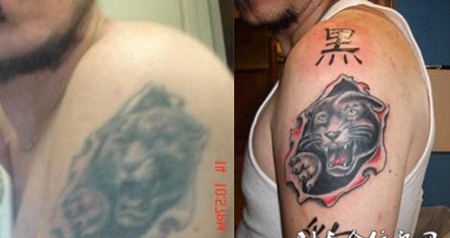 大臂上的黑豹纹身图案