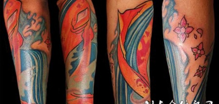 小臂上的海浪纹身图案