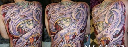 满背3D机械纹身图案