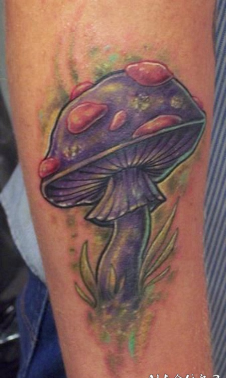 小臂上的毒蘑菇纹身图案