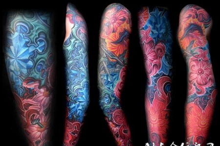 花臂繁花纹身图案