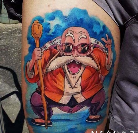 小腿上的龟仙人纹身图案