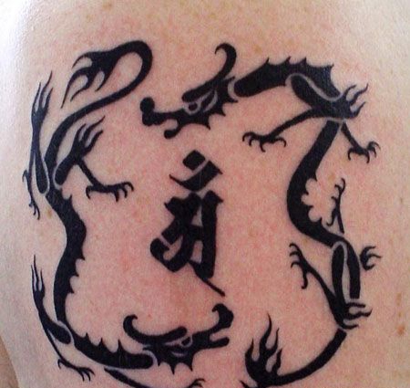 手臂龙图腾梵文纹身图案
