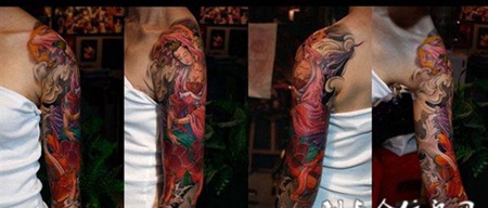 包大臂莲花观音纹身图案