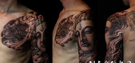 半胛佛像灵隐寺纹身图案