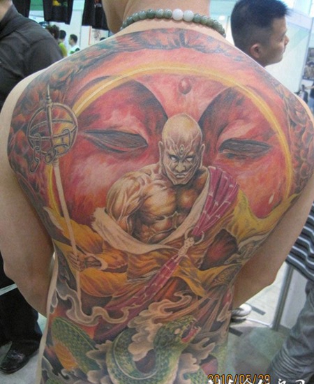 满背佛像罗汉纹身图案