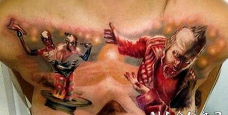 胸部丧尸纹身图案