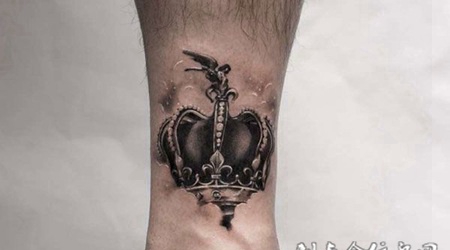 王者之冠，脚踝3d撕皮皇冠纹身