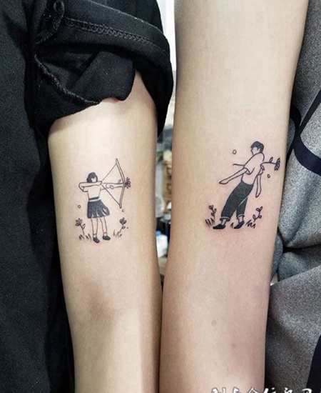 情侣手臂个性搞怪纹身图案