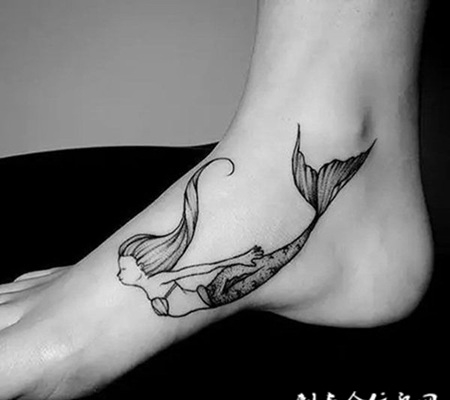 海上精灵，脚踝美人鱼个性纹身