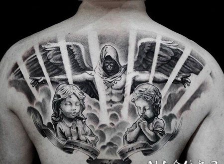 爱的守护，后背守护天使个性纹身