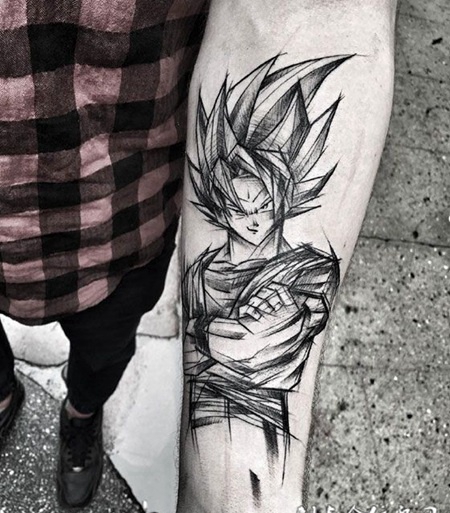 卡卡罗特，手臂卡通人物纹身图案