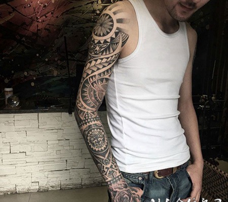 潮人部落，时尚的部落图腾花臂纹身