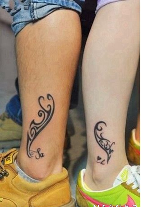 情侣脚部唯美艺术刺青图案