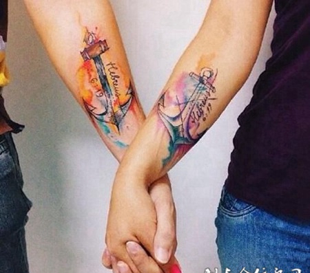 唯美情侣纹身图案