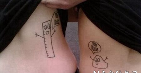 情侣腰部时尚个性纹身