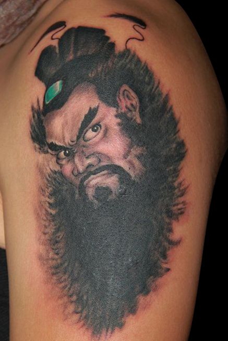 大臂钟馗赐福纹身图案