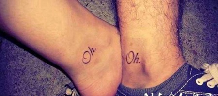 脚踝情侣纹身 爱你爱到骨子里