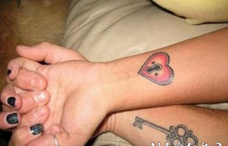 爱之锁情侣纹身图案