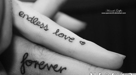 指尖印记情侣刺青纹身