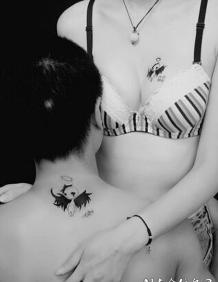 恶魔天使情侣纹身