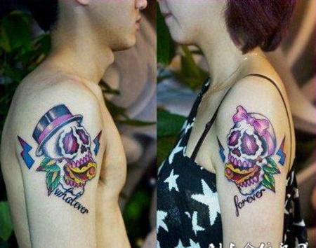 情侣骷髅潮流纹身