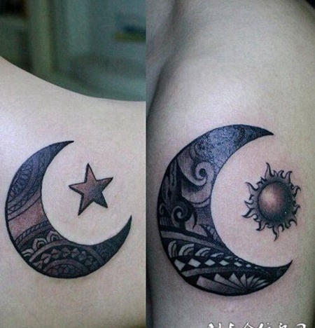 精美月亮情侣纹身