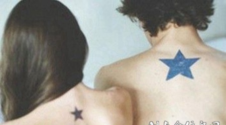 情侣颈部个性星星纹身