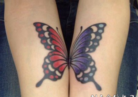 情侣彩色另类个性纹身图案